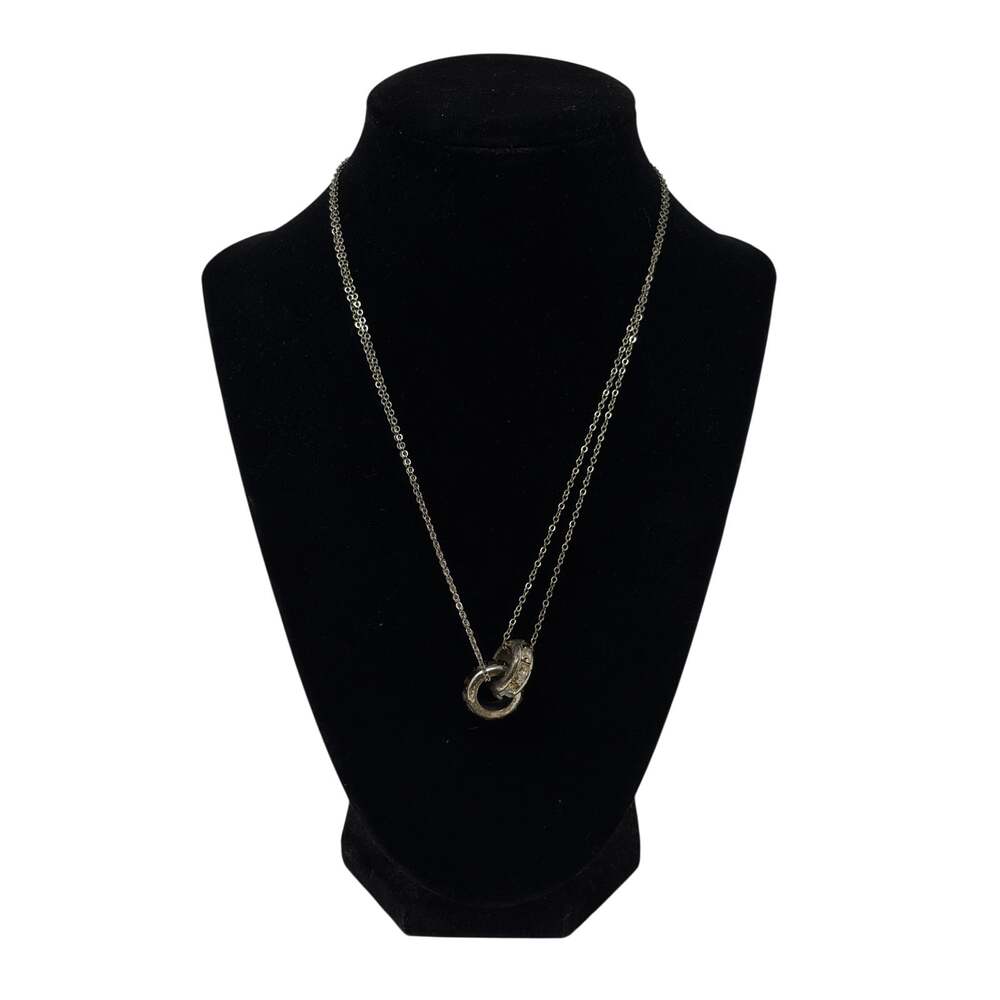 Brighton Spectrum Rings Necklace Topaz Hues Crystal Silver Tone Double Chain
